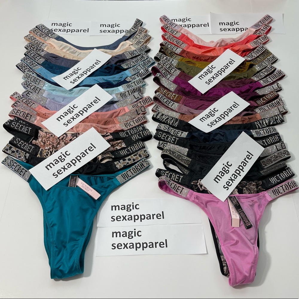 VICTORIA’S SECRET XS S M L XL SHINE STRAP LOGO BOMBSHELL BRAZILIAN THONG PANTY